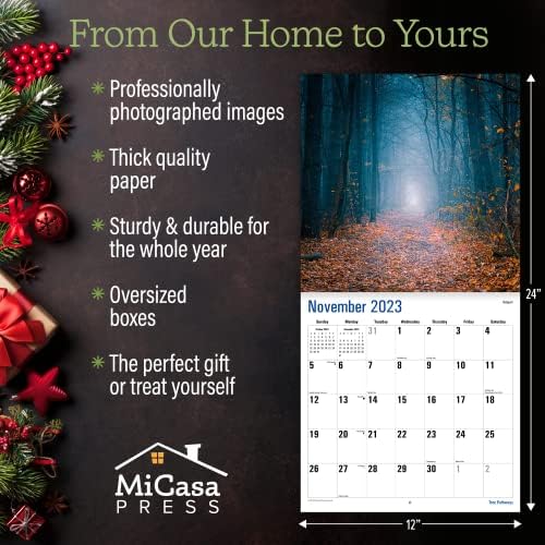 מסלולי עץ Micasa 2023 לוח השנה החודשי לתלייה | 12 x 24 פתוח | נייר עבה ויציב | מתנה | מסלול מעורר השראה לשנת 2023